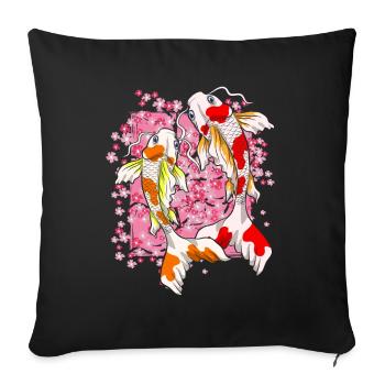 Kirschblüten Koi Fisch Geschenk Sakura Koi Karpfen - Sofakissenbezug 45 x 45 cm - Schwarz - Vorne