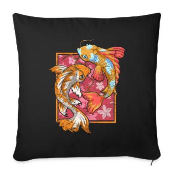 Sakura Fish Farmer Gift Japan Koi Carp - Sofa pillowcase 17,3'' x 17,3'' (45 x 45 cm) - black - Front