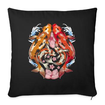 Cadeau de fleur de cerisier du Japon Sakura Koi Carp - Housse de coussin décorative 45 x 45 cm - noir - Devant