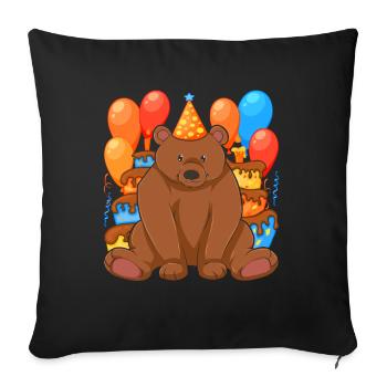 Forest Dweller Animal Birthday Party Gift Bear - Sofa pillowcase 17,3'' x 17,3'' (45 x 45 cm) - black - Front