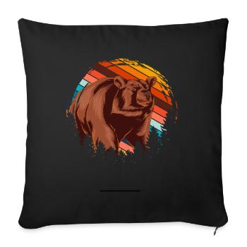 Forest Dweller Animal Brown Bear Gift Retro Bear - Housse de coussin décorative 45 x 45 cm - noir - Devant