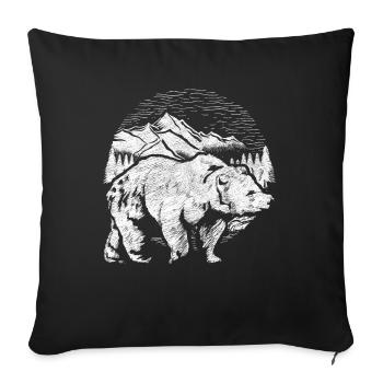 Nature Mountains Grizzly Bear Woodland Animal Gift Bear - Sofa pillowcase 17,3'' x 17,3'' (45 x 45 cm) - black - Front