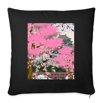 Japon Cadeau de fleur de cerisier japonais Sakura - Housse de coussin décorative 45 x 45 cm - noir - Devant