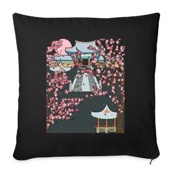Japan Aesthetics Cherry Blossom Gift Sakura - Sofa pillowcase 17,3'' x 17,3'' (45 x 45 cm) - black - Front