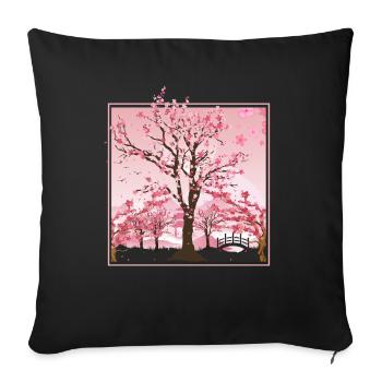 Japanese Aesthetics Cherry Blossom Gift Sakura - Sofa pillowcase 17,3'' x 17,3'' (45 x 45 cm) - black - Front