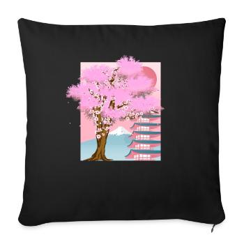 Cherry Blossom Tree Japan Aesthetics Gift Sakura - Sofa pillowcase 17,3'' x 17,3'' (45 x 45 cm) - black - Front