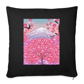 Nature japonaise Sakura Cadeau Fleurs de cerisier de montagne - Housse de coussin décorative 45 x 45 cm - noir - Devant
