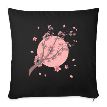 Japanese Moon Sakura Gift Cherry Blossoms - Sofa pillowcase 17,3'' x 17,3'' (45 x 45 cm) - black - Front