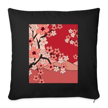 Japonais Sakura Nature Cadeau Fleurs de cerisier - Housse de coussin décorative 45 x 45 cm - noir - Devant