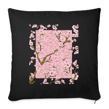 Japanese Cherry Blossom Gift Japan Sakura - Sofa pillowcase 17,3'' x 17,3'' (45 x 45 cm) - black - Front