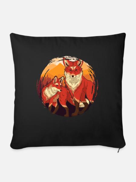 Fuchs - Sofakissenbezug 45 x 45 cm - Schwarz