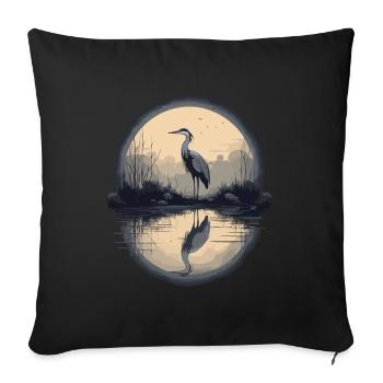 Majestic grey heron - Sofa pillowcase 17,3'' x 17,3'' (45 x 45 cm) - black - Front