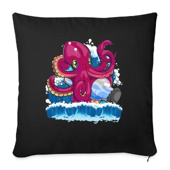 Sea Creatures Ocean Animal Gift Cute Kraken - Sofa pillowcase 17,3'' x 17,3'' (45 x 45 cm) - black - Front