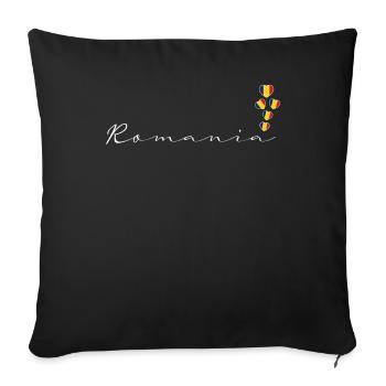 Rumänien - Sofakissenbezug 45 x 45 cm - Schwarz - Vorne