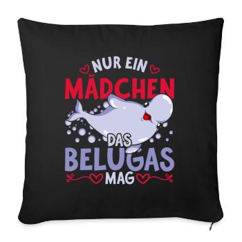 Beluga Ozean Tier Mädchen Geschenk Beluga Wal - Sofakissenbezug 45 x 45 cm - Schwarz - Vorne