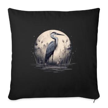 Héron cendré majestueux - Housse de coussin décorative 45 x 45 cm - noir - Devant