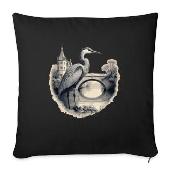 Majestätischer Graureiher - Sofakissenbezug 45 x 45 cm - Schwarz - Vorne