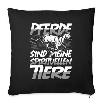 Pferdesport Reiterhof Pferde Reiten Geschenk Pferd - Sofakissenbezug 45 x 45 cm - Schwarz - Vorne
