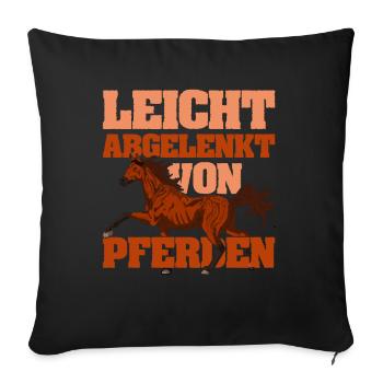 Reiterhof Pferdesport Reiter Geschenk Pferd - Sofakissenbezug 45 x 45 cm - Schwarz - Vorne