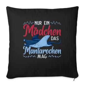 Nur ein Mädchen das Mantarochen mag Mantarochen - Sofakissenbezug 45 x 45 cm - Schwarz - Vorne