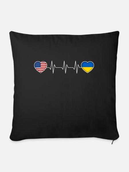 Ukraine - Sofakissenbezug 45 x 45 cm - Schwarz