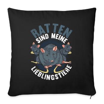 Ratten sind meine Lieblingstiere Lustiges Ratte - Sofakissenbezug 45 x 45 cm - Schwarz - Vorne