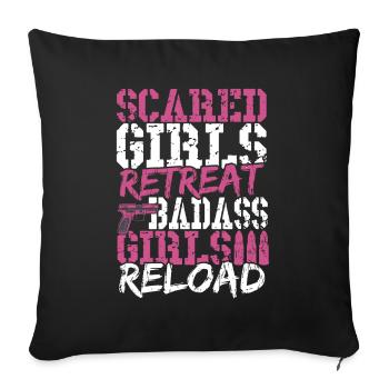Retraite des filles effrayées Badass Girls Reload 2ème - Housse de coussin décorative 45 x 45 cm - noir - Devant