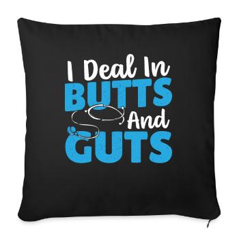 I Deal In Butts And Guts Gastroenterology - Sofa pillowcase 17,3'' x 17,3'' (45 x 45 cm) - black - Front