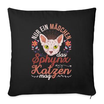 Okkult Nacktkatze Mädchen Geschenk Sphynx Katze - Sofakissenbezug 45 x 45 cm - Schwarz - Vorne