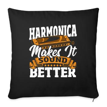 Harmonica Makes It Sound Better Harmonica Player - Sofa pillowcase 17,3'' x 17,3'' (45 x 45 cm) - black - Front
