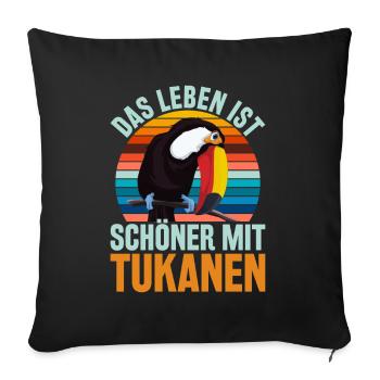 Tropischer Vogel Lustiges Geschenk Retro Tukan - Sofakissenbezug 45 x 45 cm - Schwarz - Vorne