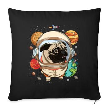 Universe Dogs Gift Space Astronaut Pug - Sofa pillowcase 17,3'' x 17,3'' (45 x 45 cm) - black - Front