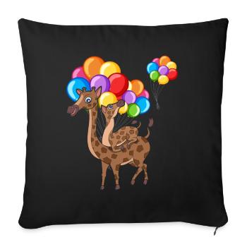 Afrique Animal Cadeau Mignon Ballon Girafe - Housse de coussin décorative 45 x 45 cm - noir - Devant