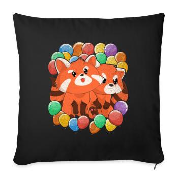 Chinese Zoo Animal Gift Balloon Red Panda - Sofa pillowcase 17,3'' x 17,3'' (45 x 45 cm) - black - Front