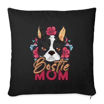 Bostie Mama Chien Cadeau de fête des mères Boston Terrier - Housse de coussin décorative 45 x 45 cm - noir - Devant