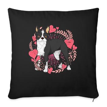 Les chiens adorent Bostie Gift Boston Terrier - Housse de coussin décorative 45 x 45 cm - noir - Devant