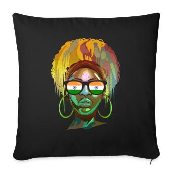 Inde - Housse de coussin décorative 45 x 45 cm - noir - Devant