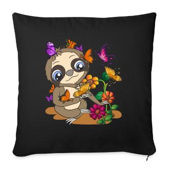 Tropisches Tier Geschenk Schmetterling Faultier - Sofakissenbezug 45 x 45 cm - Schwarz - Vorne