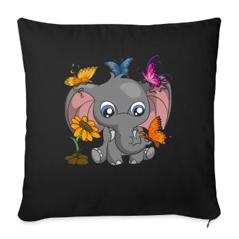 Cute Zoo Animal Gift Butterfly Elephant - Sofa pillowcase 17,3'' x 17,3'' (45 x 45 cm) - black - Front