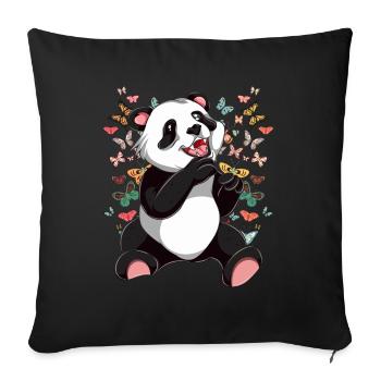 Chinese Animal Gift Butterfly Panda - Sofa pillowcase 17,3'' x 17,3'' (45 x 45 cm) - black - Front