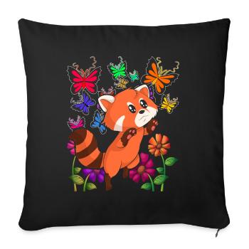 China Tier Geschenk Schmetterling Roter Panda - Sofakissenbezug 45 x 45 cm - Schwarz - Vorne