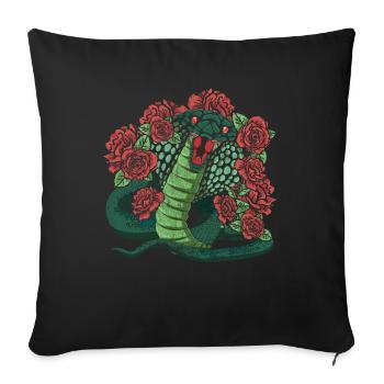 Snake Predator Reptile Gift Roses Cobra - Sofa pillowcase 17,3'' x 17,3'' (45 x 45 cm) - black - Front