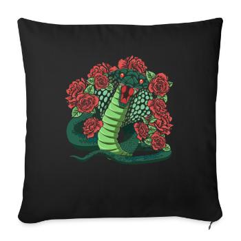 Roses Snake Animal Lover Reptile Gift Cobra - Sofa pillowcase 17,3'' x 17,3'' (45 x 45 cm) - black - Front
