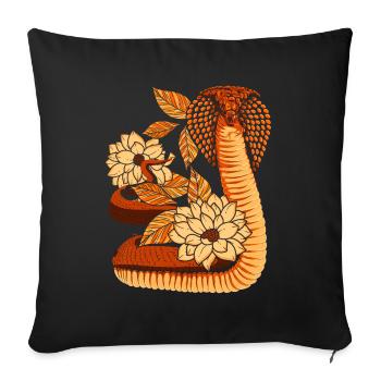 Predator Snake Vintage Flowers Gift Cobra - Sofa pillowcase 17,3'' x 17,3'' (45 x 45 cm) - black - Front