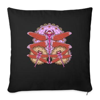 Animal Lover Mandala Insect Gift Animal Dragonfly - Sofa pillowcase 17,3'' x 17,3'' (45 x 45 cm) - black - Front