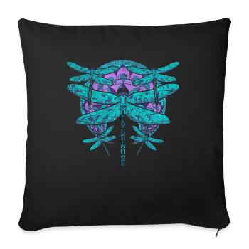 Animal Lover Gift Pretty Mandala Dragonfly - Sofa pillowcase 17,3'' x 17,3'' (45 x 45 cm) - black - Front