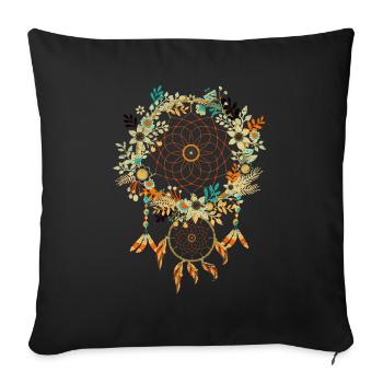Vintage Flower Feather Jewelry Gift Dream Catcher - Housse de coussin décorative 45 x 45 cm - noir - Devant