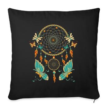 Butterfly Feathers Hippie Gift Dream Catcher - Sofa pillowcase 17,3'' x 17,3'' (45 x 45 cm) - black - Front