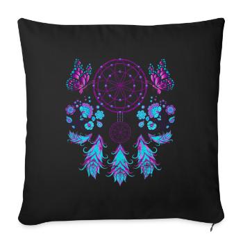 Butterfly Feather Bijoux Hippie Dream Catcher - Housse de coussin décorative 45 x 45 cm - noir - Devant