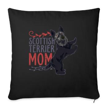 Terrier écossais Chiens cadeaux de la fête des mères - Housse de coussin décorative 45 x 45 cm - noir - Devant